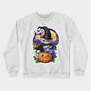 halloween cat Crewneck Sweatshirt